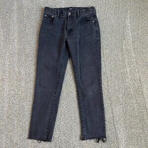 Gap Best Girlfriend High Rise Crop Jeans Women’s 26 Stretch Raw Hem Black Denim